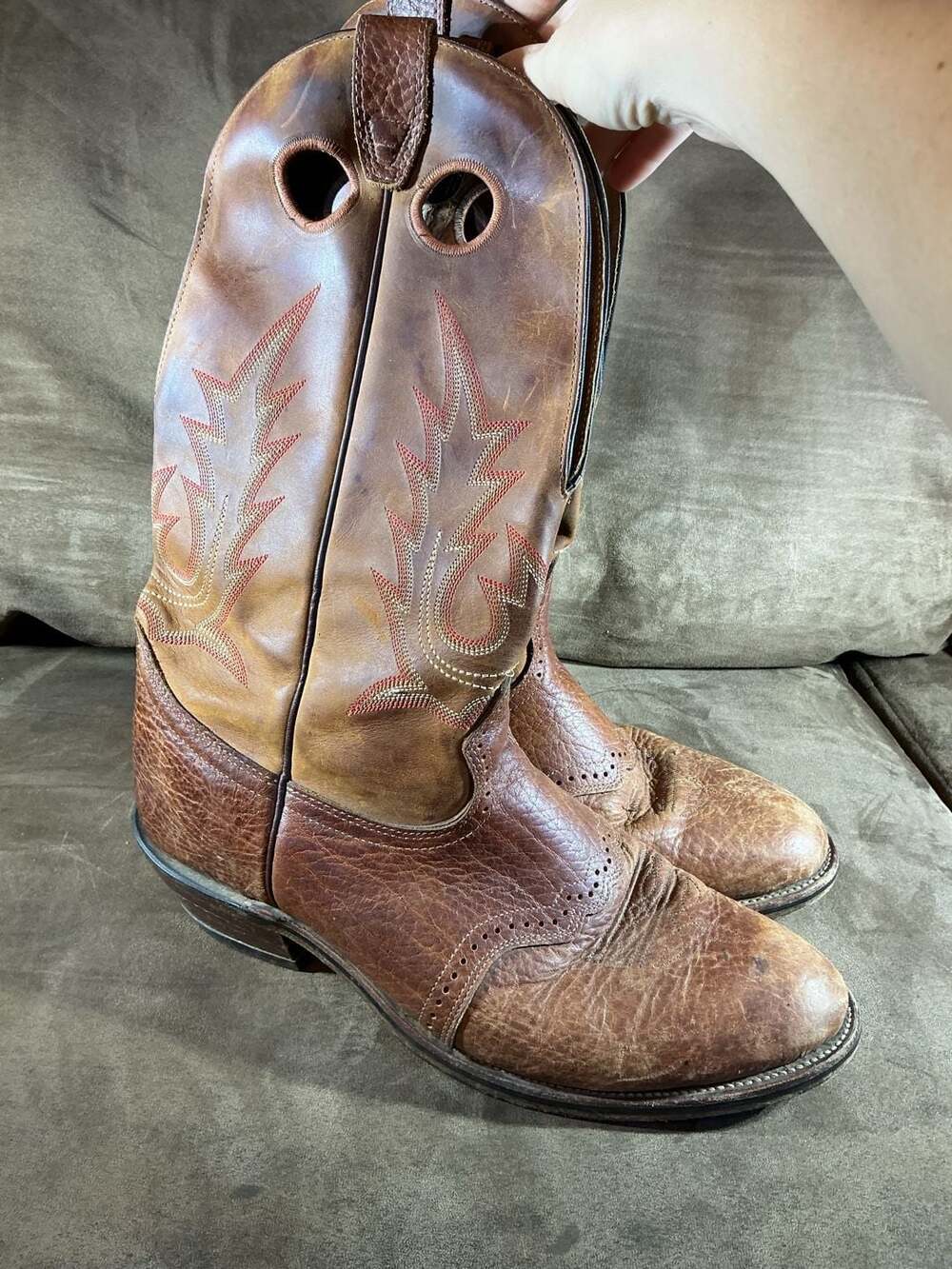 Boulet Cowboy Boots Size 11 E Brown Leather